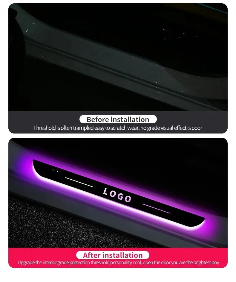 New style Car Door illuminated Sill light Logo Projector Lamp USB Power Wireless LED RGB Welcome Car Scuff Plate Pedal Light