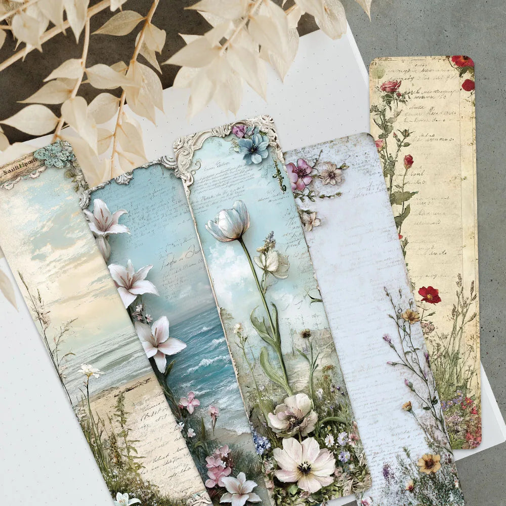 30pcs Retro Aesthetic Flowers Landscape Paper Bookmark For Students Readers Gift DIY Library Office Book Club Page Markers