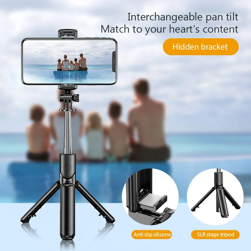 S03 Bluetooth Remote Control Selfie Stick with Tripod Self Timer Support Horizontal and Vertical Shooting Stand for Live Stream