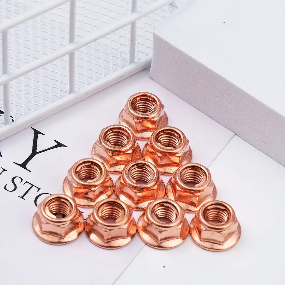 12Pcs M8 Copper Flashed Exhaust Manifold Nut 8mm Nuts High Temperature Nuts