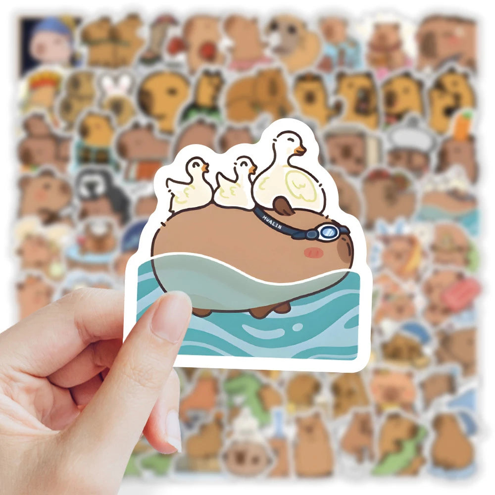 10/30/50/120pcs Kawaii Cartoon Capybara Sticker Decals Decoration DIY Phone Notebook Laptop Cute Kids Animal Sticker Toys Gift
