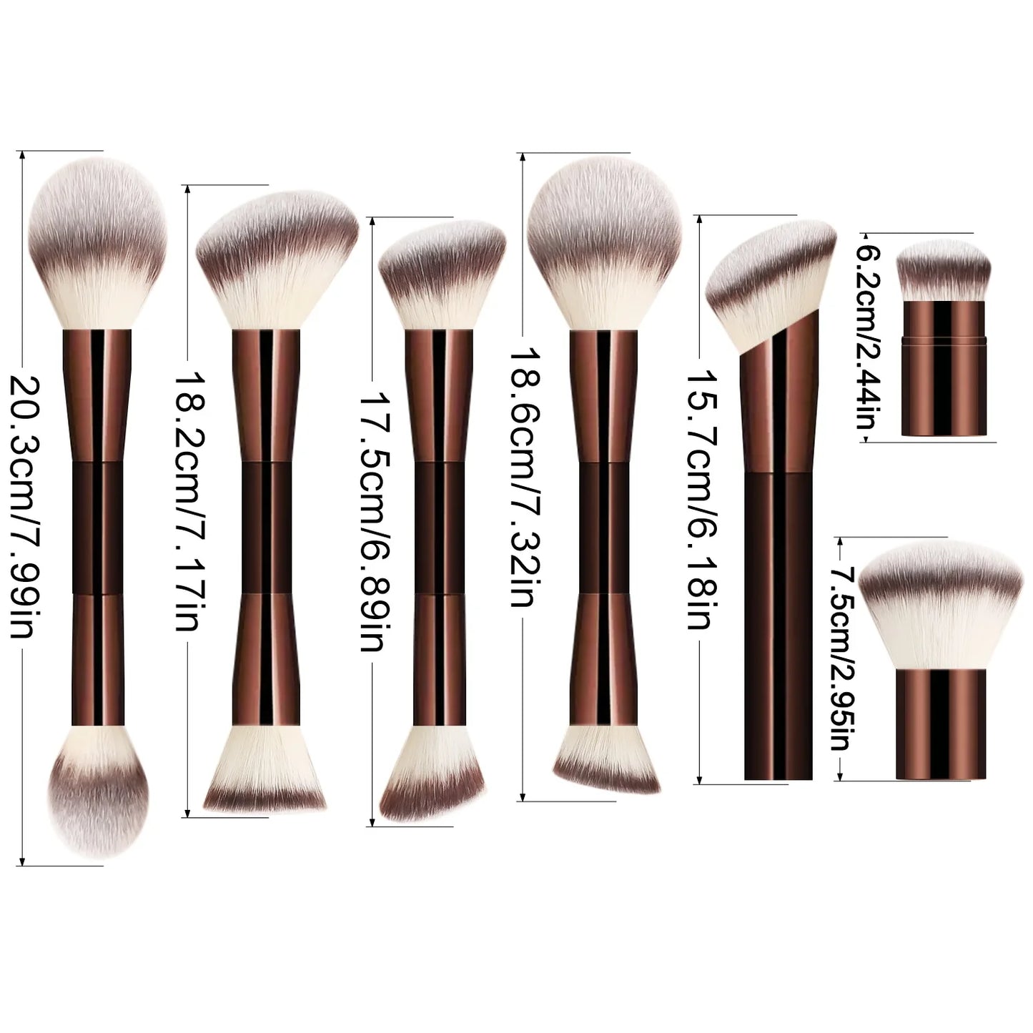 7pcs Double Head Face Makeup Brush Soft Fiber Hair Highlight Fashion Design Versatile Angled Brush for Precise Application Found
