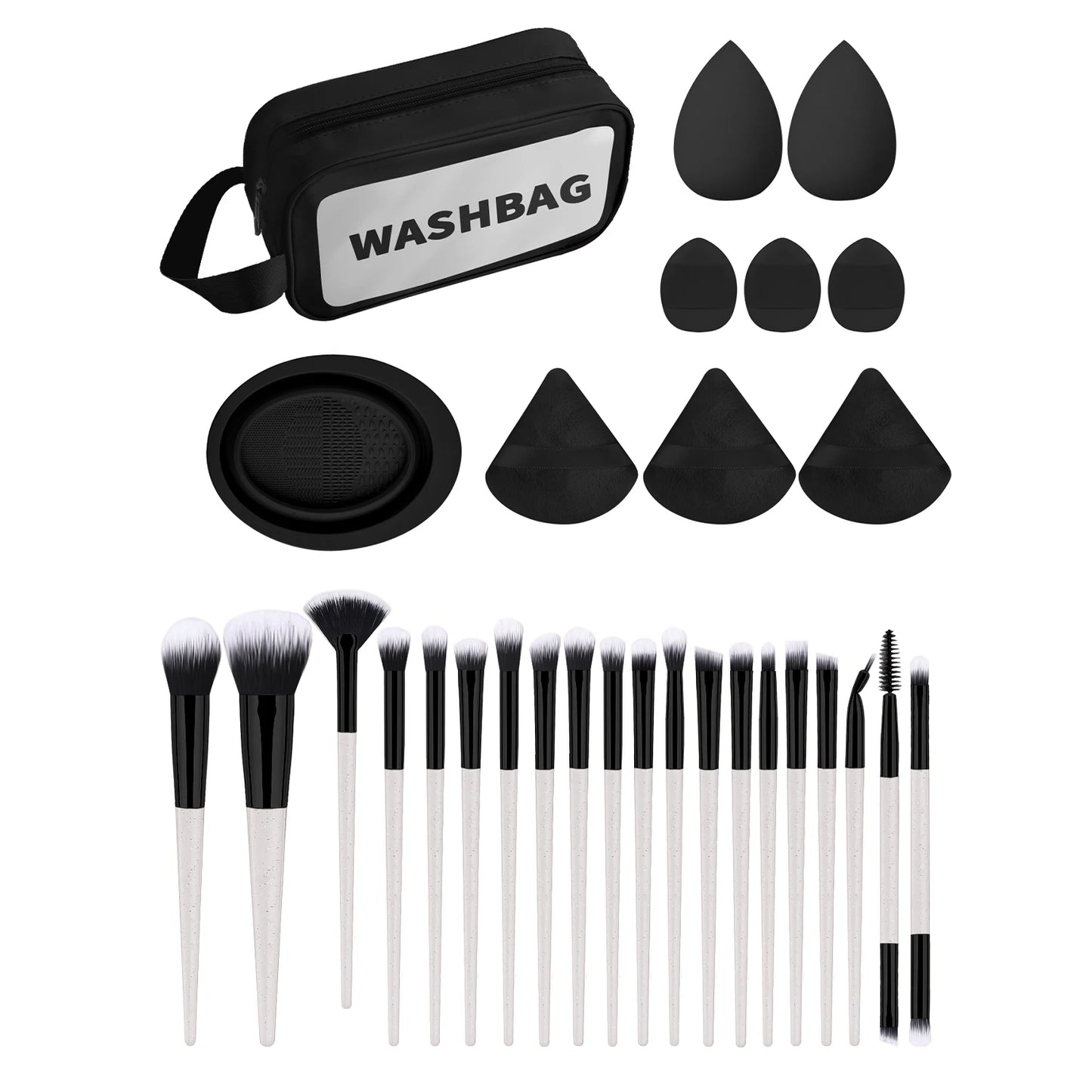 Makeup Brush Sets with bag&Makeup Brush Cleaning Tool, 20pcs Plastic Classic Multifunctional Makeup Brush for Professionals