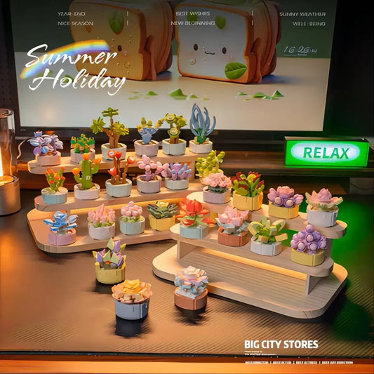 Succulent Flower Plant Potted Building Blocks Cute Flower Ornament Assembling Toys Assembling Toys Birthday Gift