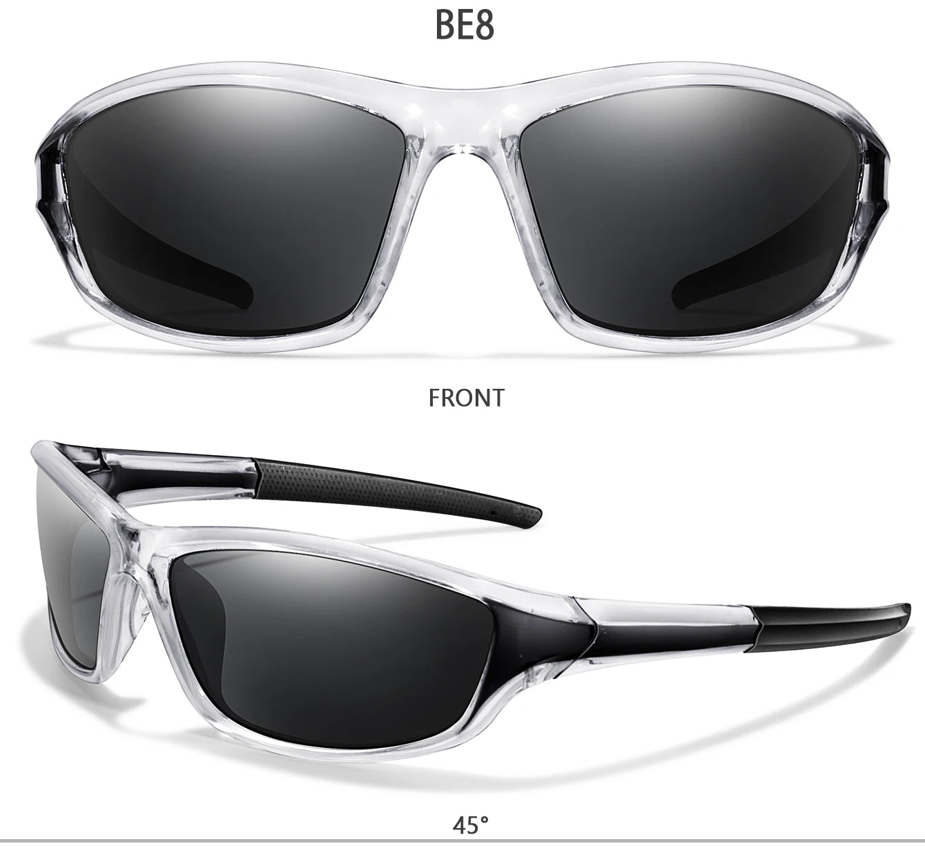 Men and Women Polarized Fishing Sunglasses Outdoor Sports Cycling Driving Hiking Eyewear Camping Travel Transparent Frame UV400