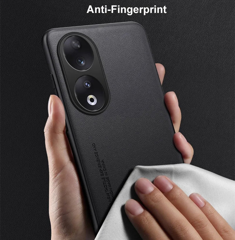 Luxury PU Leather Case For Honor 90 Back Cover Matte Silicone Shockproof Full Protection Phone Case For Honor 90 Honor90 Coque