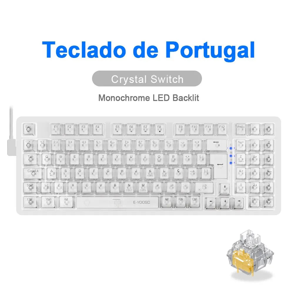 E-YOOSO Z94 USB Mechanical Gaming Keyboard Wired Monochrome Backlit 94 Key Russian Brazilian Portuguese for Compute Laptop PC