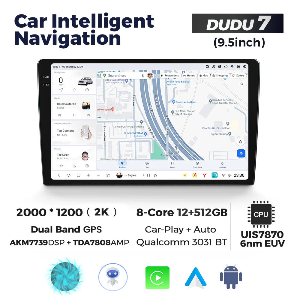 DUDUAUTO 9.5/10.36inch DUDU7 Android 13 Universal Carplay Multimedia Car Radio WIFI DSP TDA7708 12+512G Android-Auto Carplay
