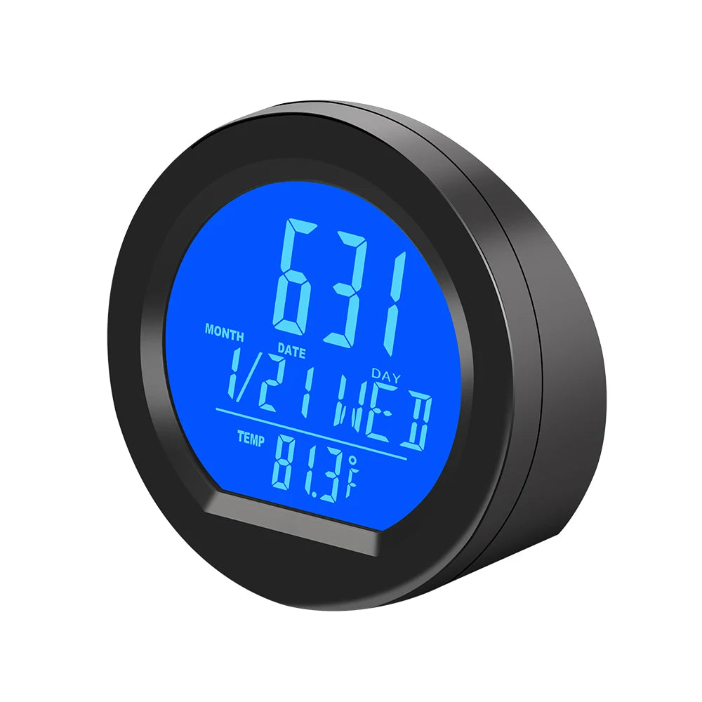 Solar Car Digital Clock Date Week Thermometer LCD Luminous Display for Dashboard Car Clock Automobiles Internal Stick-On