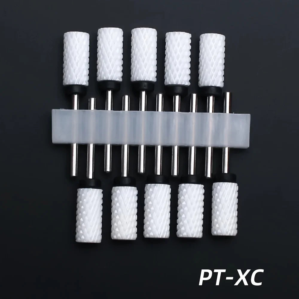 10pcs Ceramic Nail Drill Bits Set, Electric Manicure & Pedicure Milling Cutter, For Nail Polishing Machine