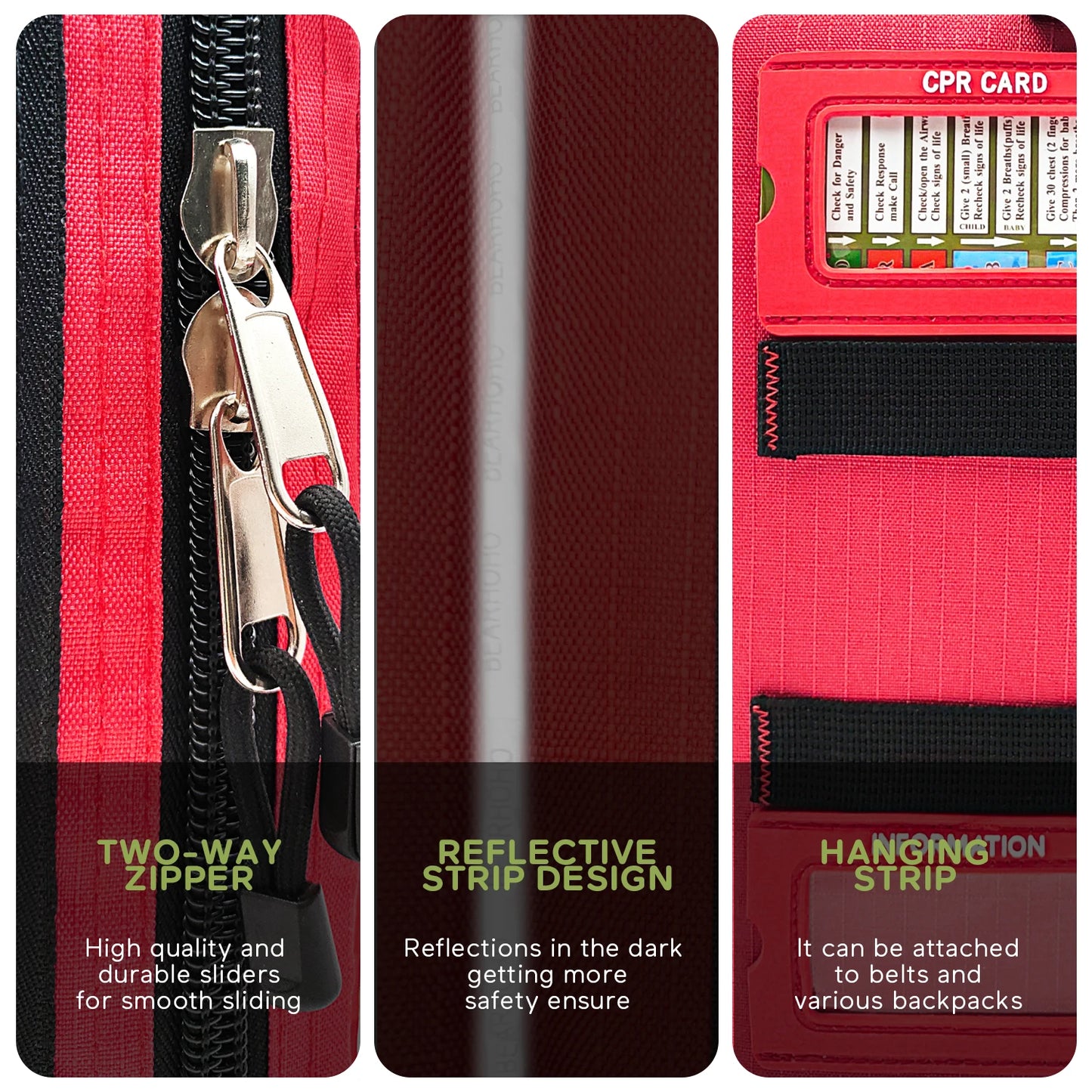 BearHoHoLarge Size Handy First Aid Kit Bag Emergency Kit Medical Rescue Bag for Workplace Home Outdoor Car Travel Hiking Camping