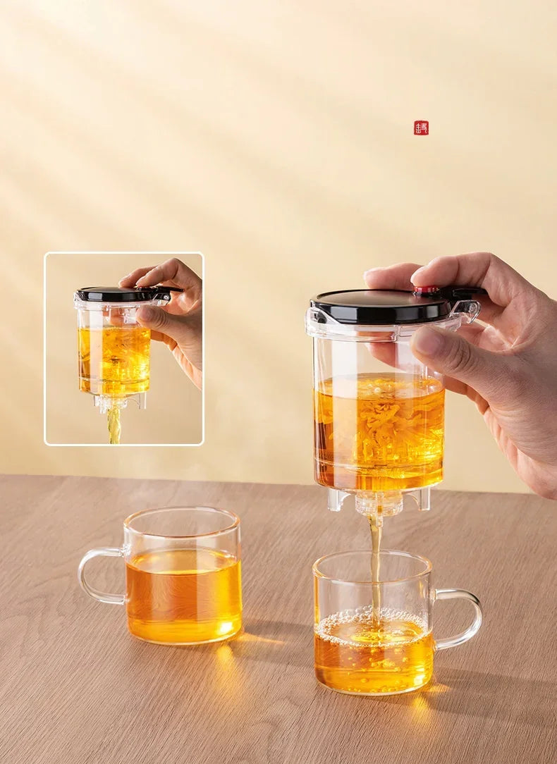 Teapot With Infuser Thickened Glass Heated Resistant Tea Pot One-button Filtering Tea Separation Kettle Tea Coffee Maker