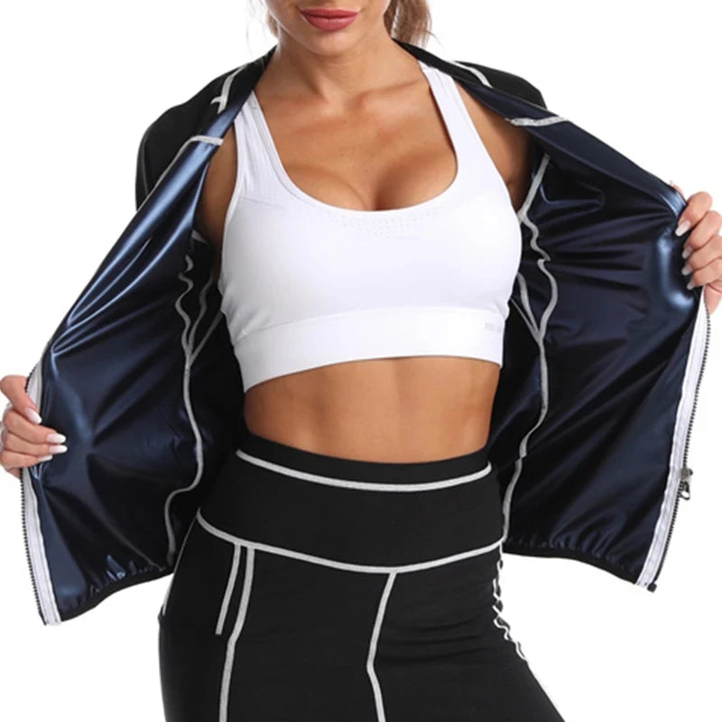 Women Sauna Sweat Suits Weight Loss Jacket Sweat Top Pants Body Shapers Fitness Shirts Leggings Thermo Long Sleeves Trousers Gym