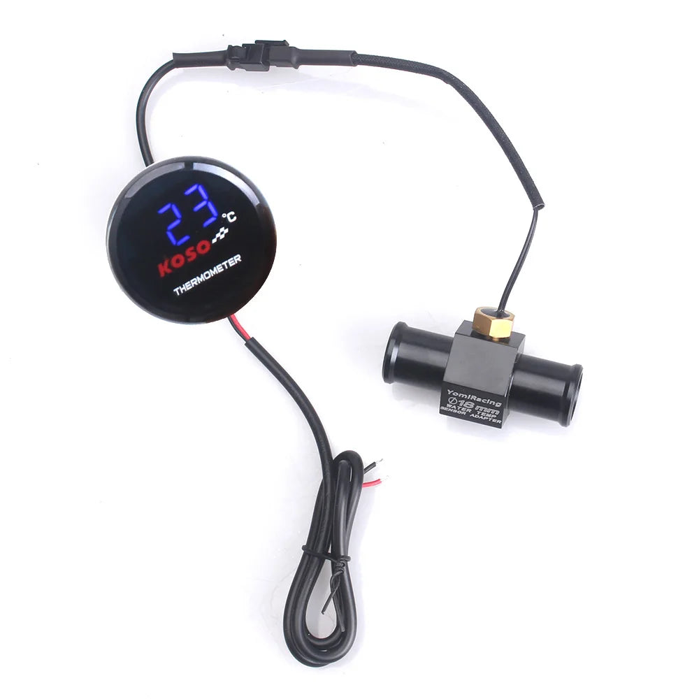 Universal Motorcycle Thermometer Instruments Water Temp Temperature Digital Display Meter Gauge Sensor Adapter For KOSO