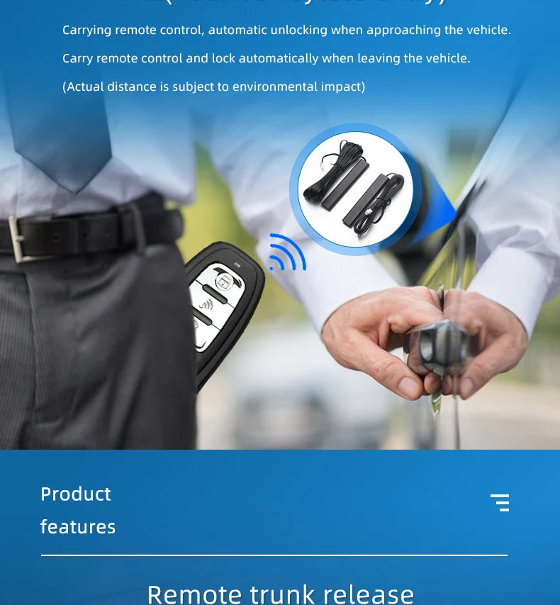 Universal Car Push Button Start Stop Keyless Entry Starter System Cell Phone Bluetooth APP PKE Remote Control Ignition Car Alarm
