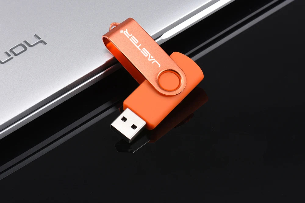 JASTER 360° Rotatable USB Flash Drive 64GB Free Key Chain Pen Drive 32GB Metal Clip Memory Stick 16G Black Red Blue Green U Dis