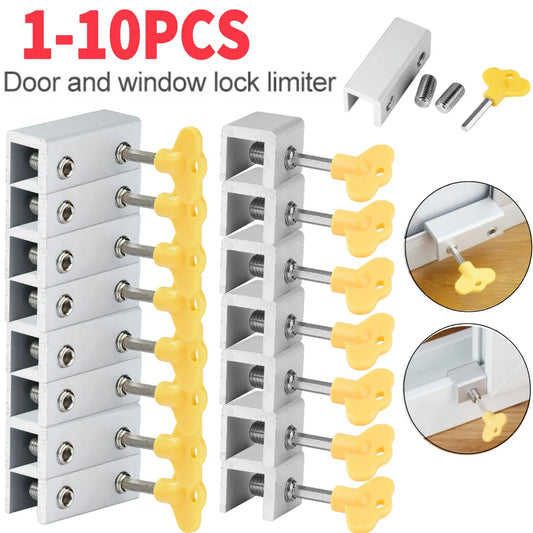 1-10pcs Adjustable Window Lock Stopper Security Anti-theft Lock with Key Portable Sliding Sash Stopper For Baby Kids Child