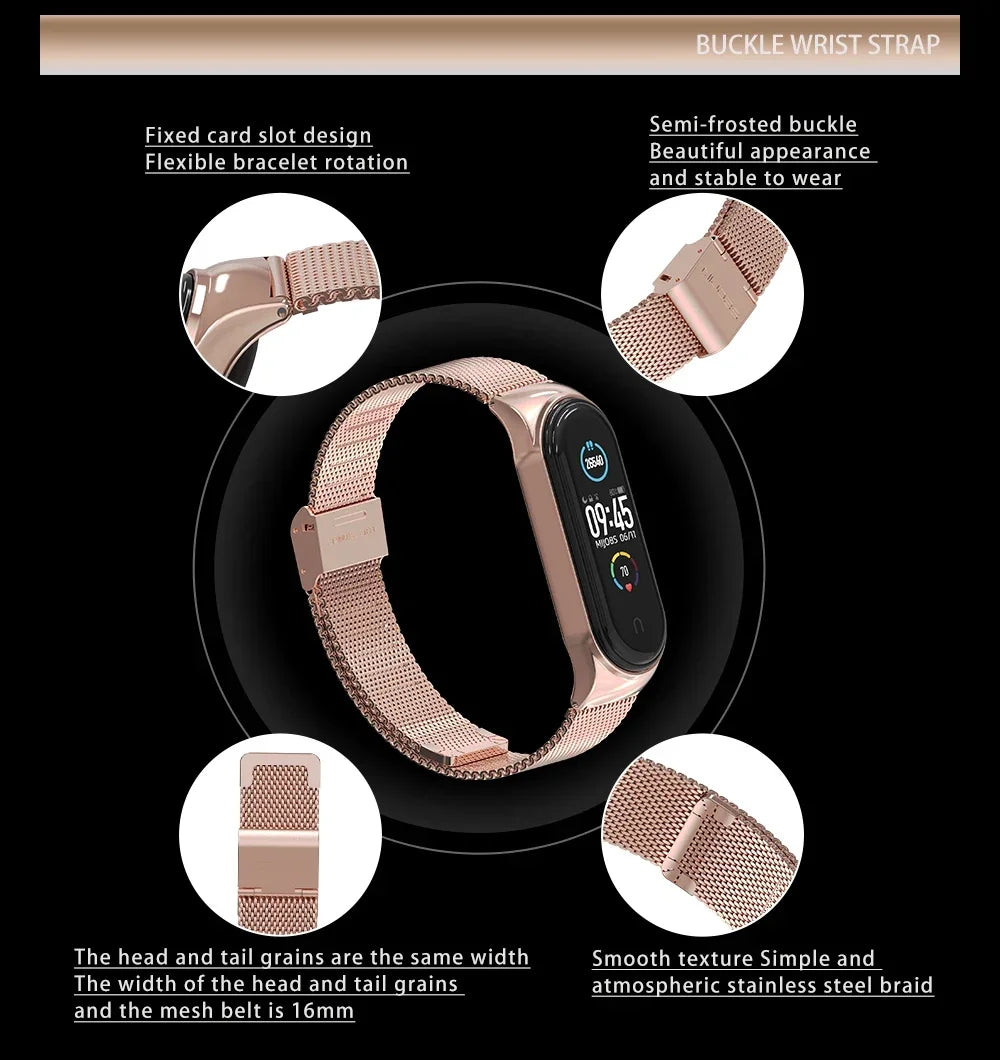 Stainless Steel Strap for Xiaomi Mi 9 8 Band Metal Milanese Bracelet on Mi Band 8 Wristband for Mi Band 9 8 Strap Accessories