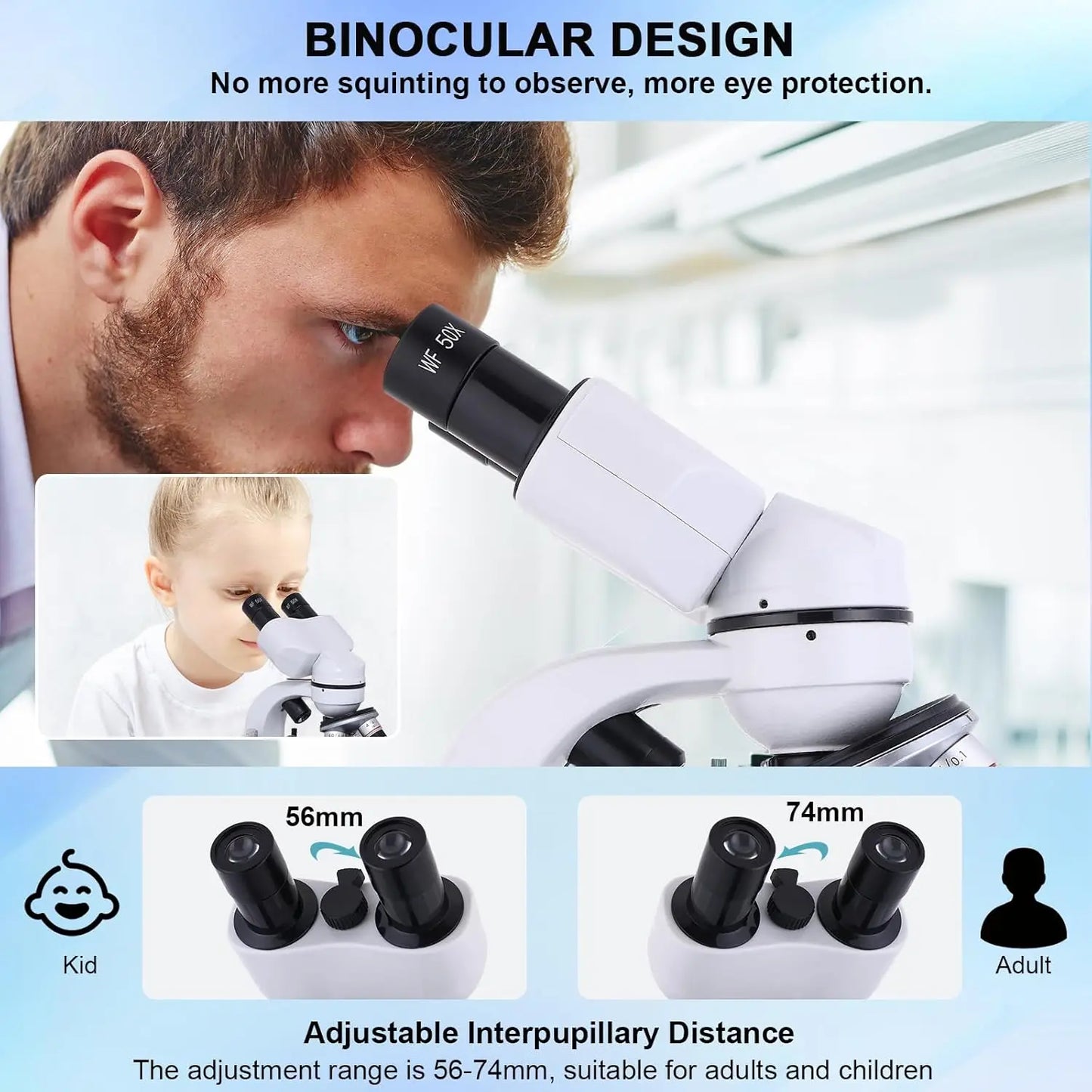 Binocular high definition high power microscope textbook for students Biochemistry Lab Light microscope for children junior high
