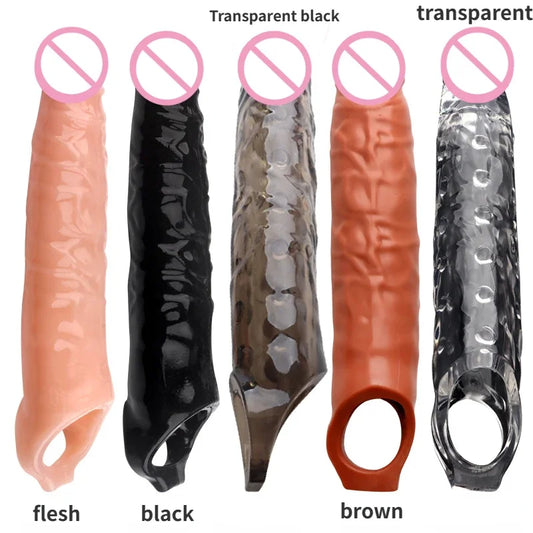 28cm Large Penis Sleeve Sex Toys for Men Penis Enlargement Extender Condom Penis Extension Adult Toys Delay Ejaculation Sex Shop