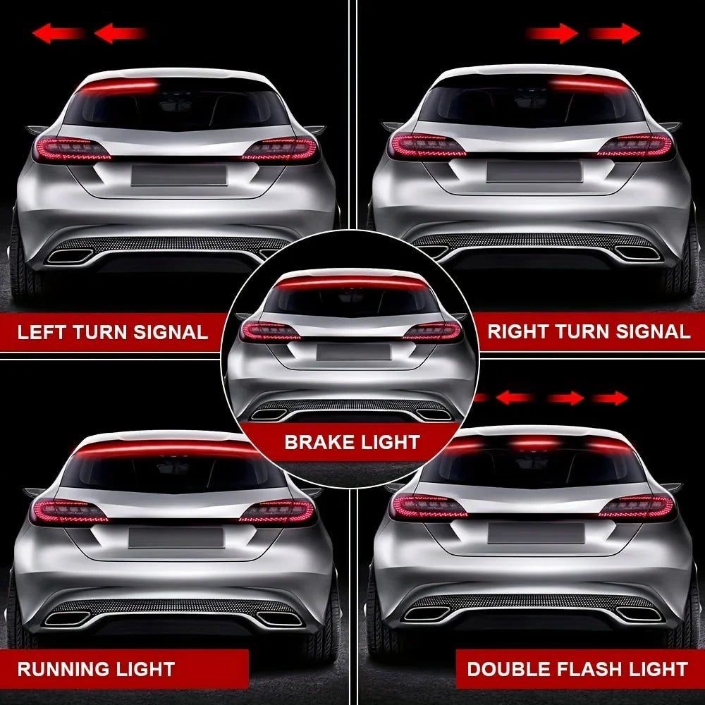 1pc LED Car 3rd Brake Light Turn Signal Running Tail Light High Mount Stop Driving Warning Modified Auto Flexible Strips Lamp