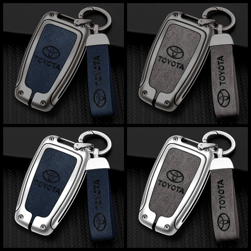 Zinc Alloy Leather Car Smart Remote Key Case Cover Shell For Toyota Corolla Prius Camry CHR C-HR RAV4 Altis Land Cruiser Prado