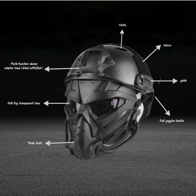 ZLang Tactical Airsoft Helmet With Full Face Mask For Hunting Cos Paintball Shooting Alien Mask and ABS Fast Helmet Protection