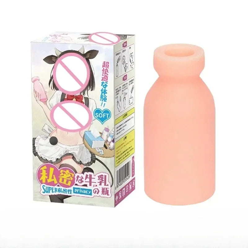 Male masturbator toys milk bottle aircraft cup sex toys vaginal silicone soft adult toys vagina oral sex pocket masturbator