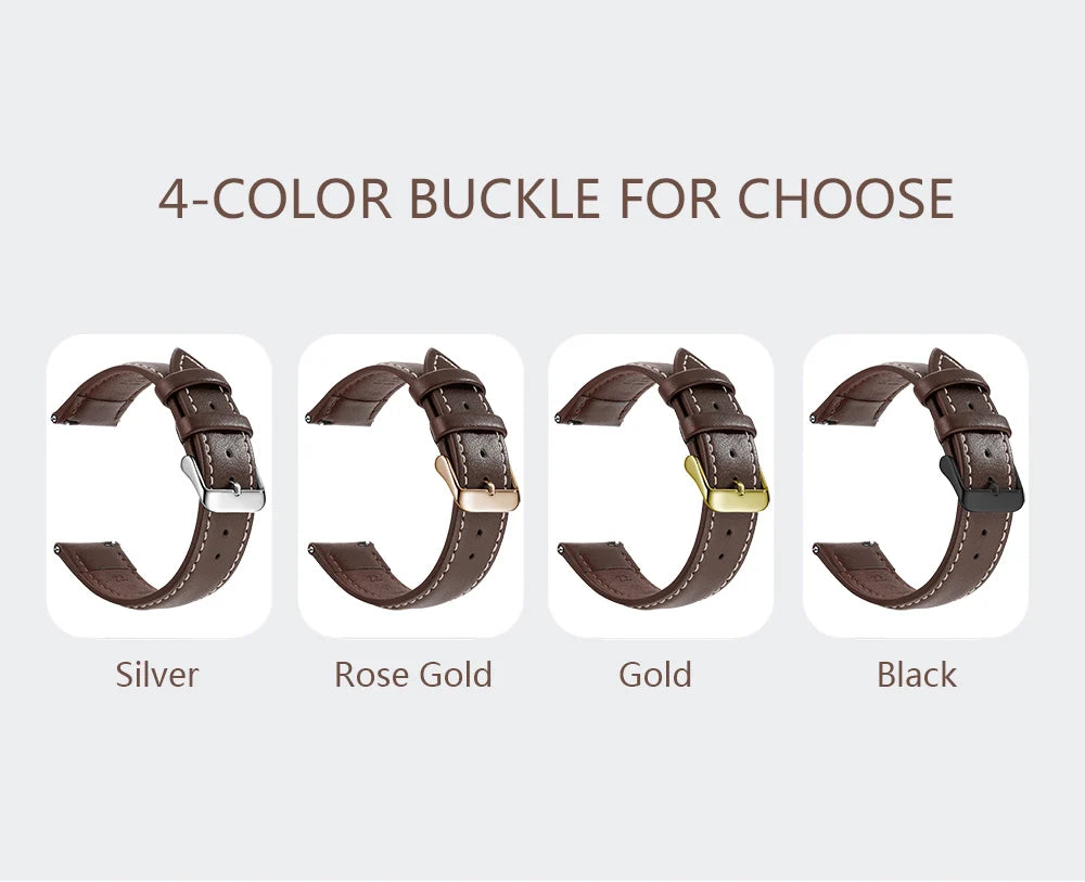 Top Grain Genuine Leather Watch Band, Quick Release 18mm/20mm/22mm Watch Straps, Fits Samsung Galaxy Watch, Garmin Huawei Watch