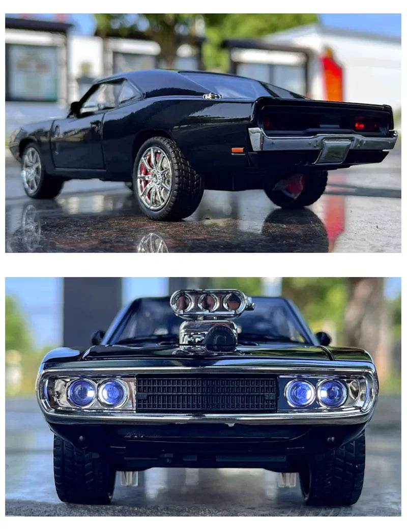 New 1:24 Challenger 1970 Fast & Furious 7 Alloy Car Model Diecasts Toy With Sound and Light Vehicles Decoration Toy For Kid Gift