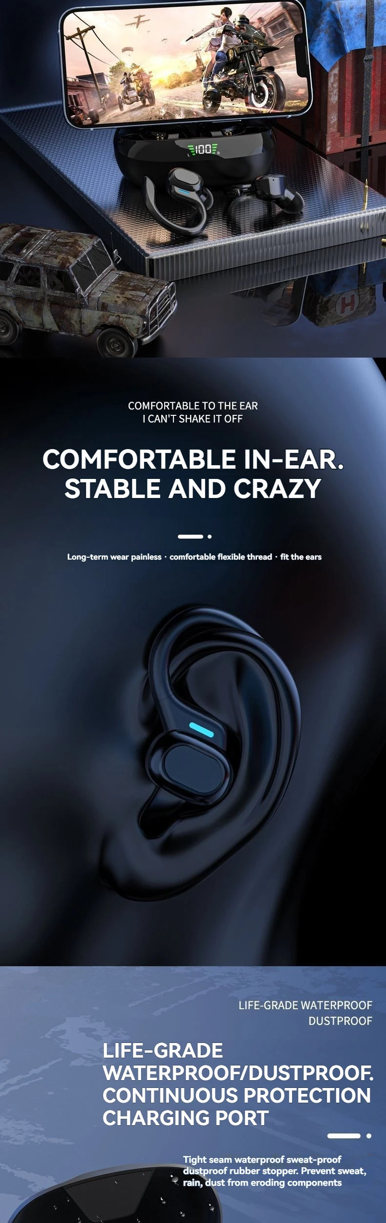 SP16 over-ear ultra-long battery life sports running digital display noise cancelling wireless Bluetooth headset