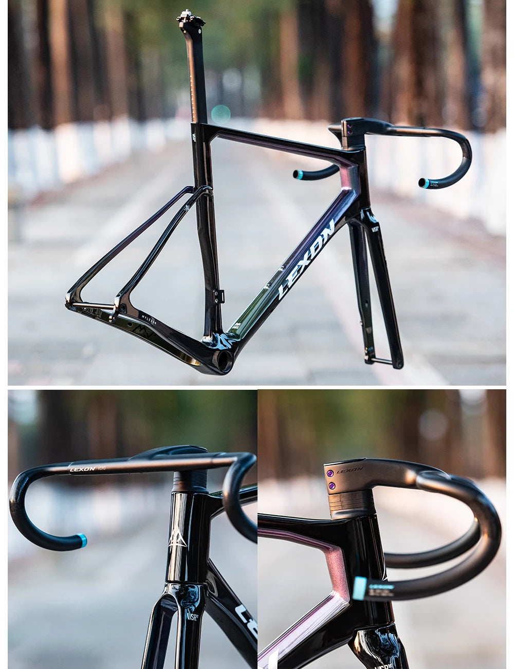 LEXON VERO Full Carbon Road Bike Handlebar Full Inner Cable Urltra-Light Bicycle Racing Handlebars Cycling Product Accessories