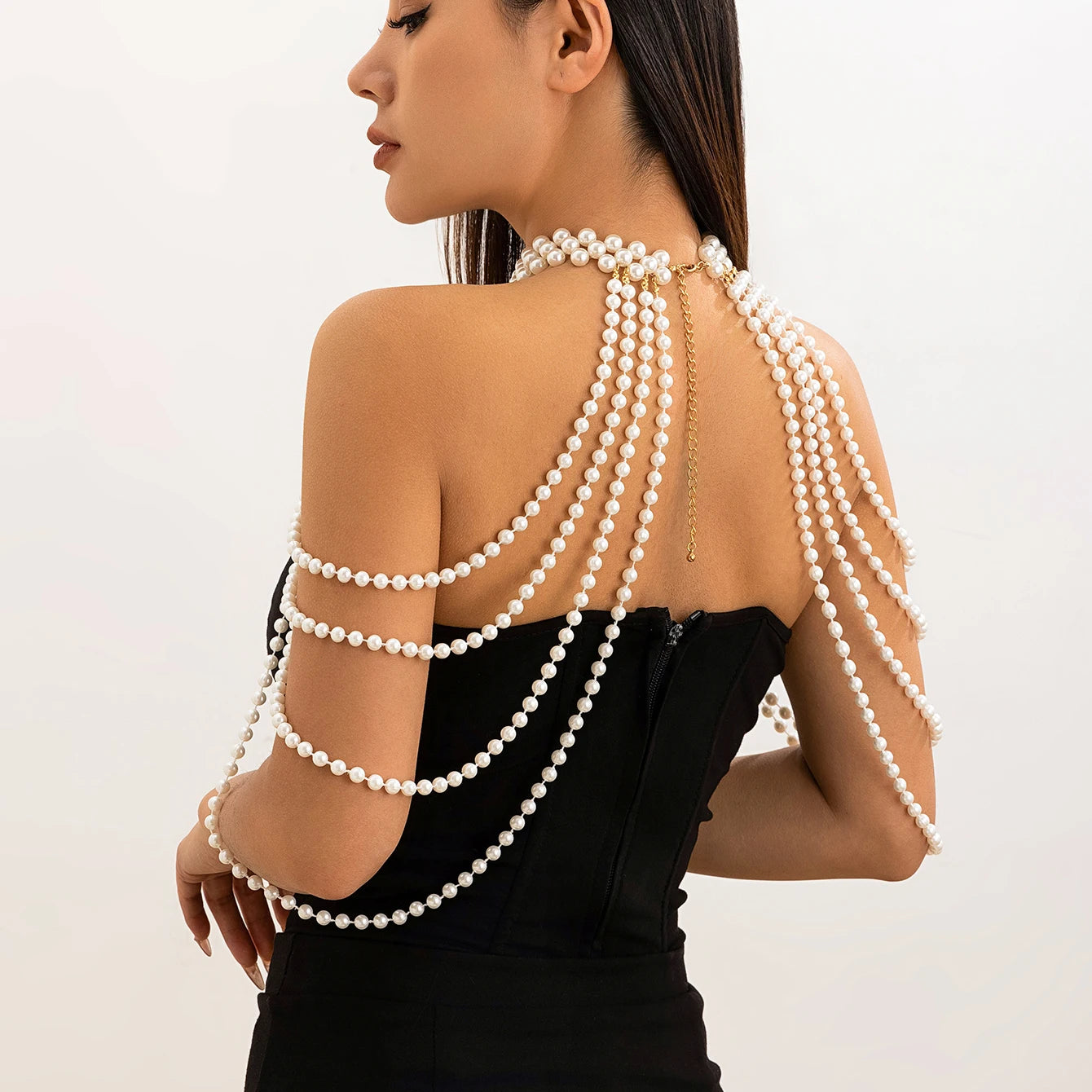 Ingemark New in 2024 Bridal Tassel Imitation Pearl Shoulder Chain Necklace for Women Elegant Shawl Wedding Jewelry Accessories