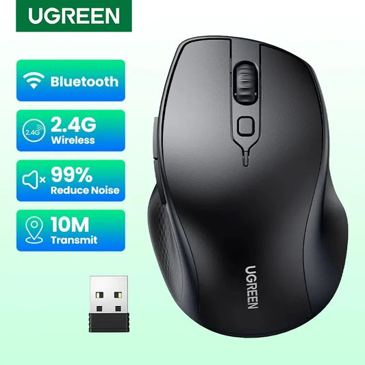 UGREEN Wireless Mouse Bluetooth 5.0 Ergonomic 4000 DPI 6 Mute Buttons For MacBook Computer Tablet Laptop PC 2.4G Wireless Mice