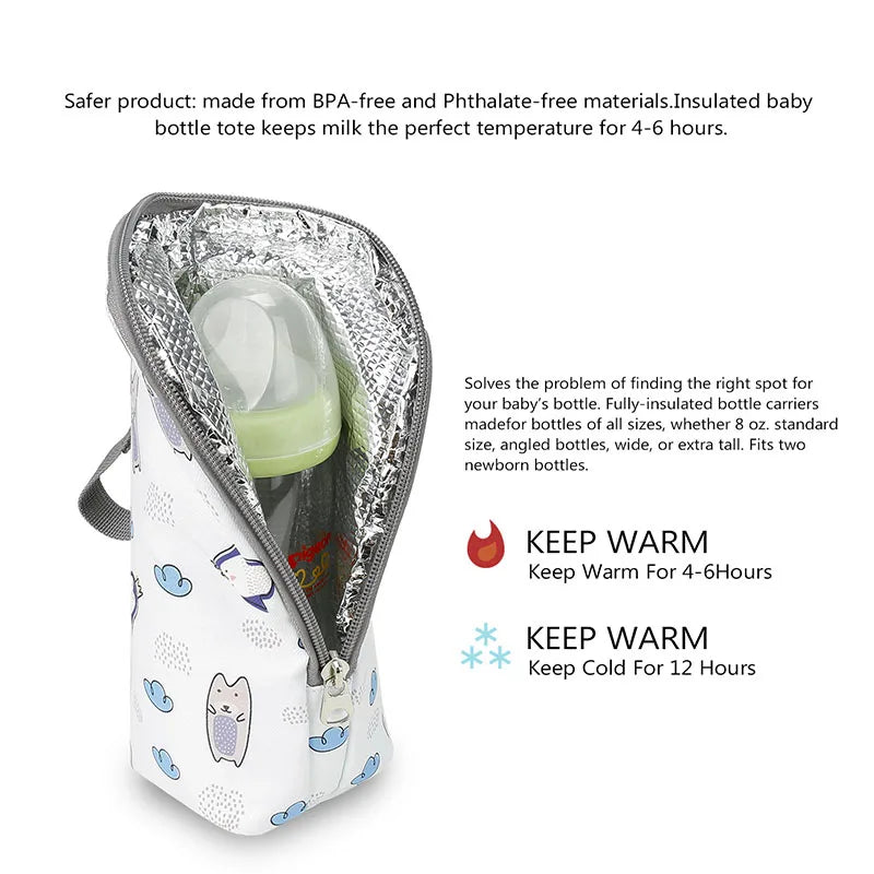 Baby Bottle Bag Bottle Warmer Baby Feeding Aluminum Mold Insulation Outing Stroller Hanging Bag For Storage Cups Drinks