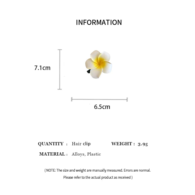 1-10pcs Plumeria Flower Hair Clips for Women Hairpins Girls Side Bangs Clips Flower Barrette Hawaiian Party Bag Hat Accessories