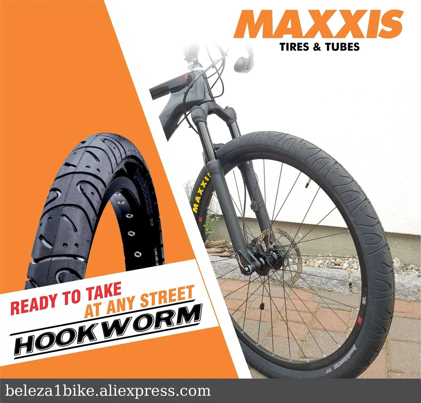 MAXXIS  Hookworm  26 x 2.5 Bicycle Tire BMX Wire Bead Clincher Tire for Street Park vert Flatland 20 inch 24 26 27.5 or 29 Sizes