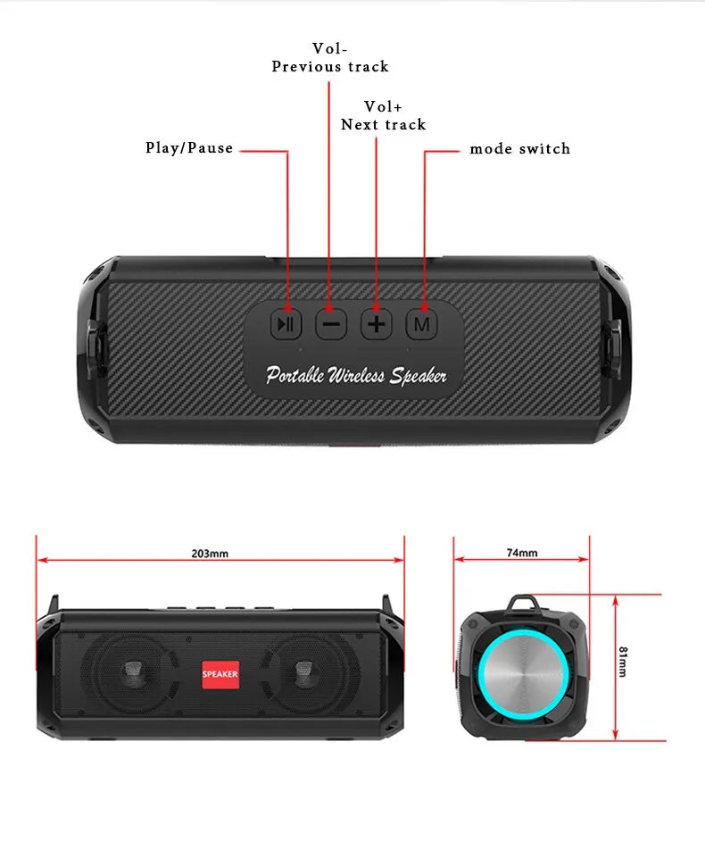 Popular Rockmia RGB LED Lights Speaker EBS-045 BT 5.0 Portable Wireless Bluetooth Music Player Micrphone Built TF Card Support