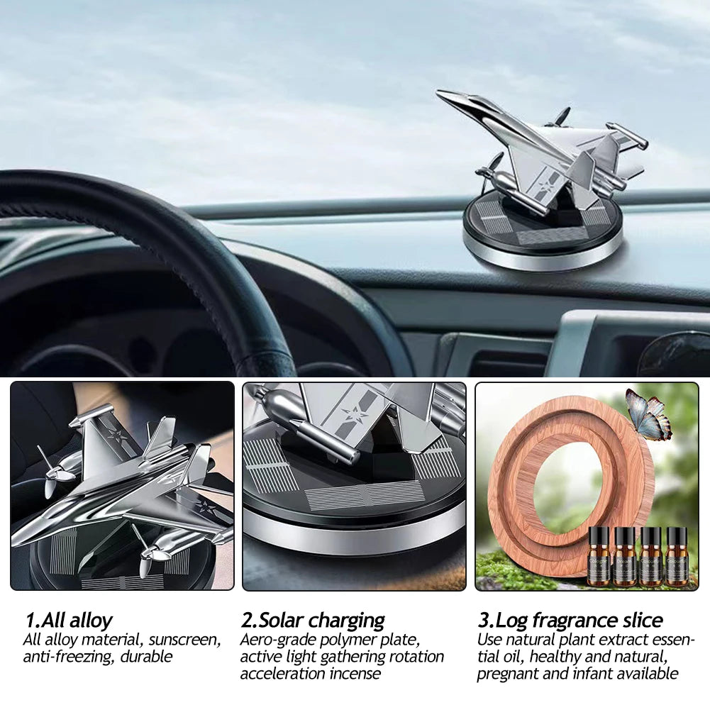 Car Perfume Aromatherapy Car Solar Power Car Air Freshener Airplane Rotating Aromatherapy Oil Diffuser Lasting Fragrance