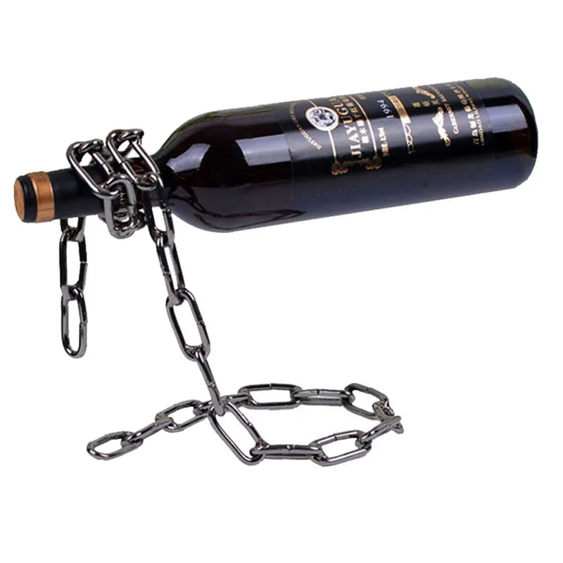 Floating Wine Bottle Holder - Magic Steel Chain Wine Rack for Suspended Display - Holds Any Long-Neck Wine Bottles