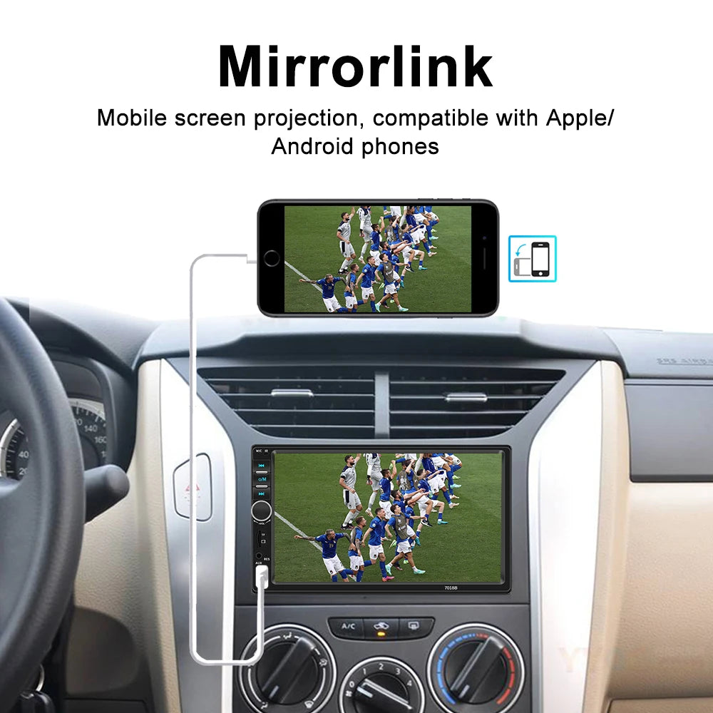 2 din 7 inch IPS Car Radio Multimedia CarPlay Android Auto 2din Autoradio Car Stereo Universal   Head Unit Rear View AHD Camera