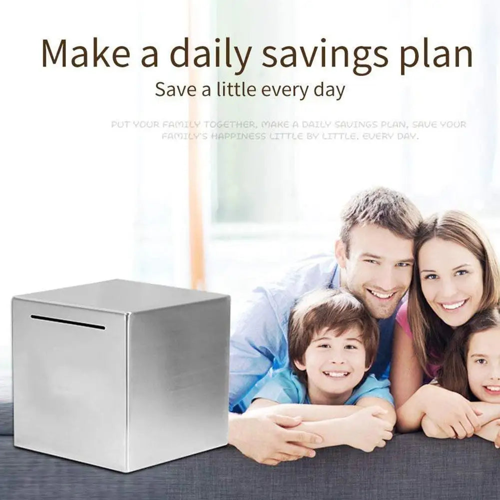 Steel Piggy Bank Only Enter Not Exit Large Capacity Money Savings Bank For Children's Metal Cash Box Coin Piggy Bank