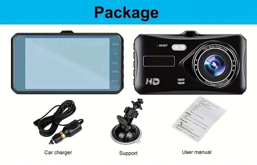 4-inch 1080P Dash Cam for Cars Touch Screen Car DVR Video Recorder Rear View Camera for Vehicle 24H Parking Monitor Black Box