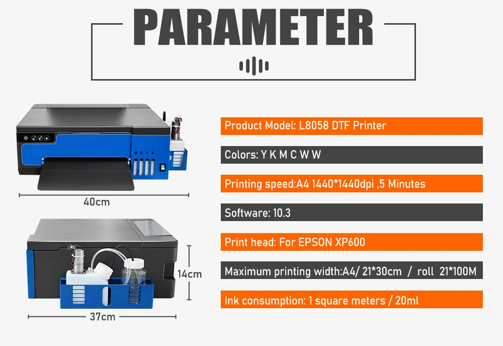 DTF Printer A4 L8058 Transfer Printing Machine with DTF Curing Oven for DIY Print T-Shirt Direct to Film Printer for Epson XP600