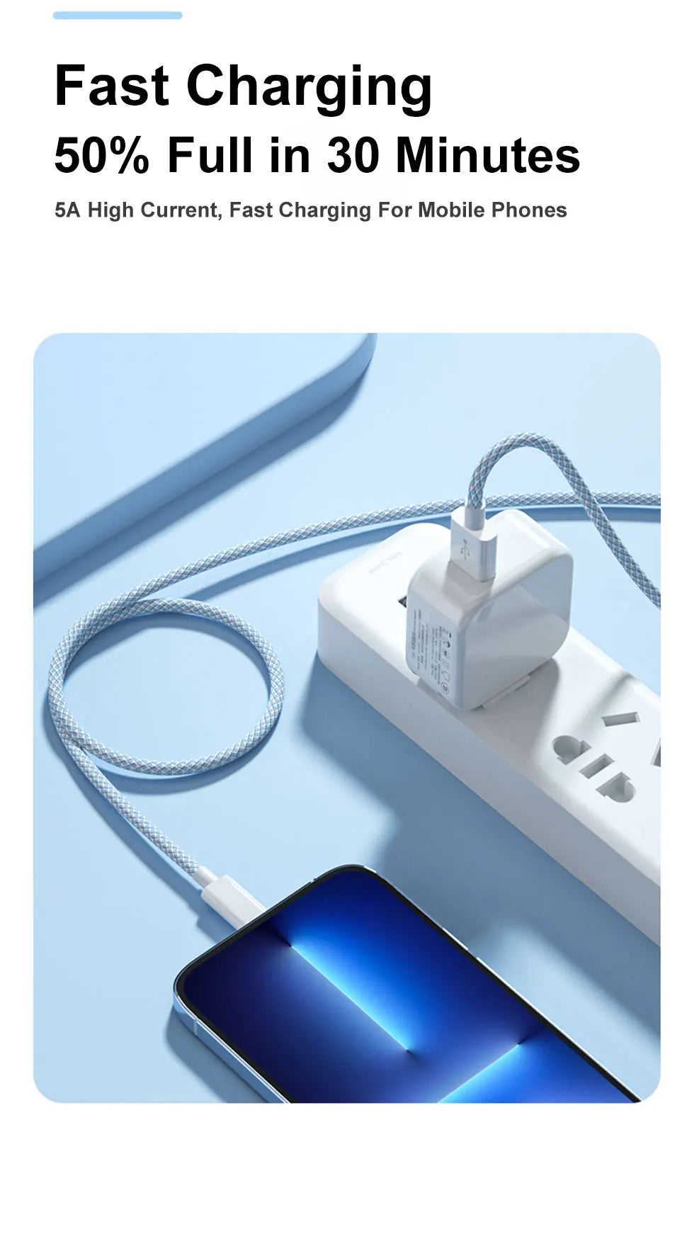 20W PD USB to Lightning Charger Cable for iPhone 14 13 12 11 Pro Max Mini Fast Charge for Apple X XS XR 8 Plus SE Braided Cable