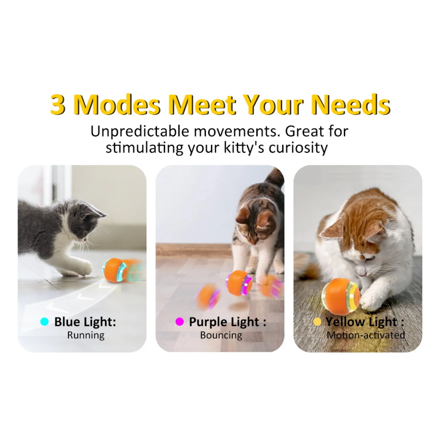 ATUBAN Moving Cat Toy Ball,Motion Activated Cat Toy for Indoor Cat,Interactive Cat Ball,Smart Cat Toy for Exercise Entertainment