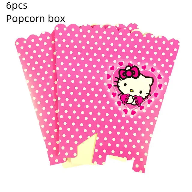 Cute Cartoon Kitty Cat Balloons Set First 5th 6th Birthday Decoration Baby Shower Globos Hello Cake Topper Backdrop Candy Box