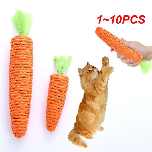 1~10PCS Carrot Pet Cat Toy Paper Rope Chew Toys Built-in Bell Small Animals Cute Pet ToysPet Supplies Tooth Cleaning Toys Toys