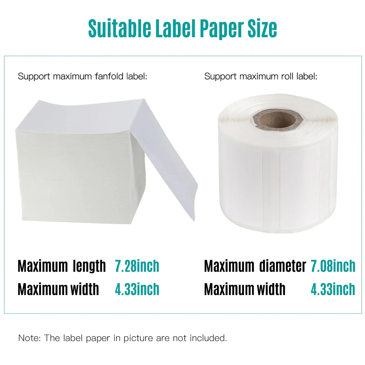 4x6 Shipping Labels Printer Rolls and Fanfold Labels 2 in 1 Work for Desktop Themal Label Sticker Detachable For Label Holder