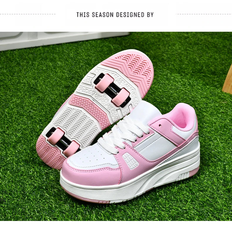 Children's Roller Skate Shoes Student Inline Skating Shoes grils 4-Wheel Deformation Boy's Skating Shoes